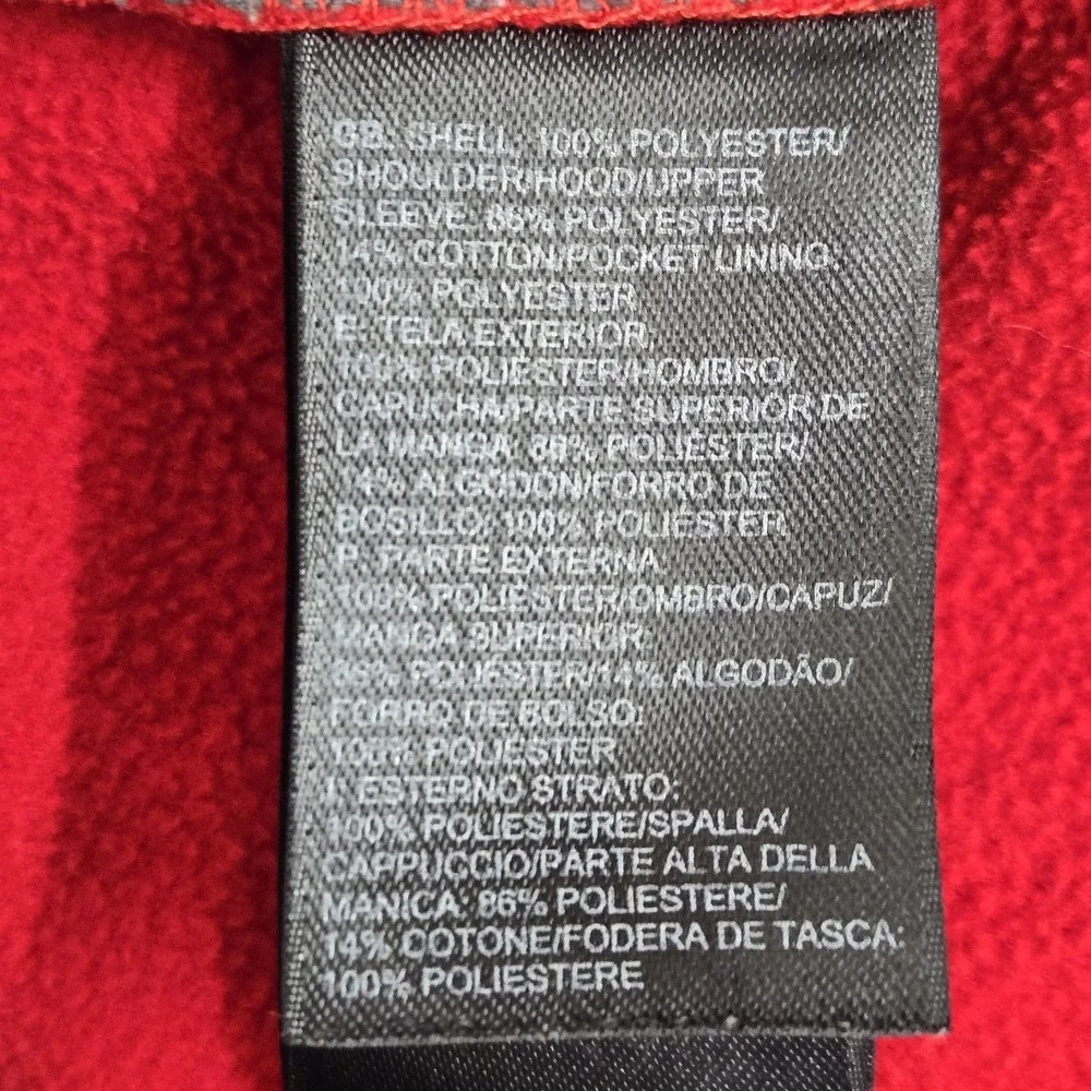 The North Face Men Jacket M Red Colorblock Fleece‎ Hooded Full Zip